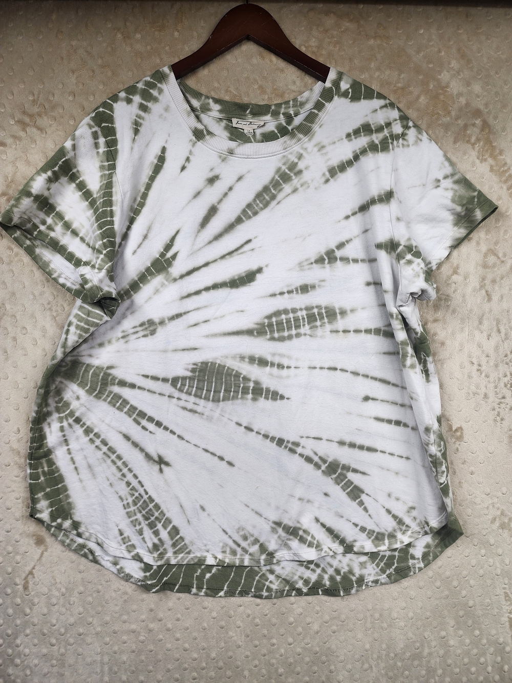 Jane and Delancey Olive Green & White Tie-Dye Short Sleeve Tee Size 1X